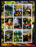 5塔吉克斯坦邮票2000年保罗-塞尚绘画小型张名人绘画风光水果专题