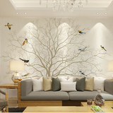 空间元素新中式花鸟大型壁画客厅卧室电视沙发背景墙壁纸书房壁纸