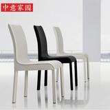 特价餐椅 简约现代餐厅餐桌椅组合黑白咖啡色皮凳子 酒店靠背椅子