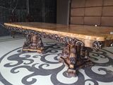 欧式长方行大理石餐桌纯实木手工雕花  大餐桌2米3米10 16人家具