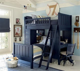 美式上下床成人双层床实木儿童床 高低床母子床1.2可定制带书桌