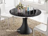 包邮黑色钢化功能圆台餐桌椅子组合简约适用小户型钢化玻璃餐桌子