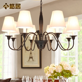 现代简约美式铁艺烤漆布艺灯罩吊灯客厅餐厅卧室温馨创意欧式灯具