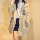 森女日系可爱2015秋冬装少女韩版加绒加厚风衣中长款学生棉衣外套