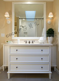 北欧宜家简约白色实木雕刻卫浴柜橡木浴室柜 落地卫生间组合柜子