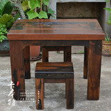百年老船木 小茶桌小户型泡茶桌椅组合 阳台茶几实木方形新中式