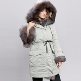2016冬装新款欧美风气质女装加厚纯色羽绒服狐狸毛大毛领连帽外套