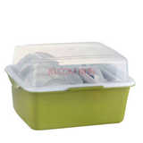 LF欧式厨房用餐具碗碟塑料装碗筷箱沥水收纳架有盖整理储物碗柜