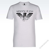 Armani Jeans男装代购正品AJ阿玛尼2016新款白色字母印花圆领T恤