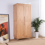 双李家具全实木两门衣柜三门衣柜储物衣橱壁橱橡木整体衣帽间壁柜