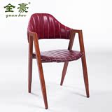 欧式做旧铁艺仿实木餐椅餐厅椅子咖啡厅扶手靠背金属餐桌铁艺椅子