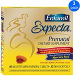 美国amazon代购 Enfamil美赞臣DHA30粒+维生素30粒孕妇脑黄金 3盒
