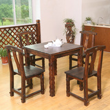 仿古长方形桌子 实木餐桌复古餐厅碳化工艺桌椅套件户外阳台茶桌
