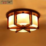 圆形吸顶灯创意玻璃大气大客厅灯卧室灯美式乡村地中海木艺东南亚