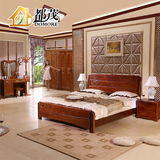 都茂卧室实木进口橡木家具现代中式衣柜五六件套组合套装1.8米床