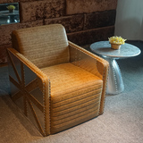 英伦铝皮欧式复古油蜡真皮沙发组合酒店工业风格家具创意loft沙发
