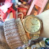 美国代购kate spade new york 1YRU0358女士金色水钻表盘手表