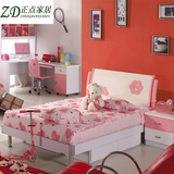 儿童床女孩粉色花朵小孩单人床公主床简约现代青少年环保组合家具