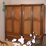 长青堂 现代中式藤编实木衣柜2门衣橱定制卧室大容量储物组合柜子
