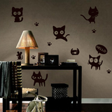 小黑猫可爱卡通猫咪装饰墙贴剪纸剪影贴画卧室客厅搞笑墙壁贴纸