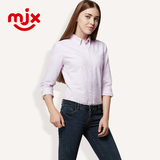 MJX2016春装新款 白色牛津纺纯棉厚长袖衬衫 女 长袖衬衣休闲女装