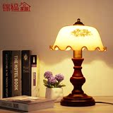 美式台灯复古实木创意卧室床头灯美式乡村调光老上海装饰台灯9346