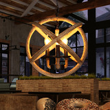 美式复古铁艺麻绳圆形吧台客厅餐厅卧室咖啡厅创意个性工业吊灯