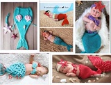 儿童摄影服装新款2014影楼婴儿宝宝满月百天拍照美人鱼手工毛线品