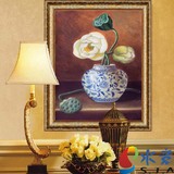 纯手绘客厅玄关古典花卉油画中式书房卧室餐厅花瓶装饰画挂画壁画