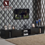 简约现代伸缩电视柜 黑色橡木厅柜 时尚玻璃电视柜茶几组合 1183F