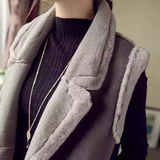 2015冬装新款 麂皮绒复合羊羔毛皮毛一体中长款马甲外套加厚保暖