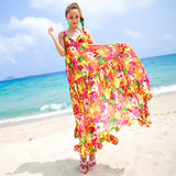 春夏韩国修身显瘦雪纺连衣裙波西米亚海边度假沙滩裙长裙大码