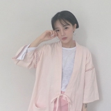 2016夏装日系女装软妹原宿风棉麻和服和风外套开衫中长款防晒上衣