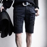 牛仔短裤男式夏天2015青年加肥大码破洞乞丐韩版弹力日系男装时尚