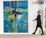 超大抽象蓝色块巨幅现代简约无框画 客厅装饰画油画挂画背景墙画