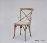 喻品实木餐椅/美式/法式乡村风格家具交叉椅/三坐垫可以选出口椅