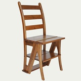 美式实木折叠椅家用梯子多功能椅子楼梯椅可折叠餐椅椅子靠背餐椅