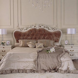 法式布艺床软包实木雕刻双人床1.8米时尚大床欧式公主床卧室家具