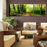 现代客厅沙发背景墙装饰无框壁画三联简约挂画可定制冰晶玻璃挂画