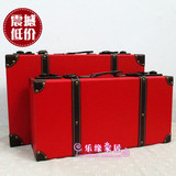 复古红色手提箱皮箱子道具箱子仿古皮箱做旧装饰品摆件橱窗陈列品
