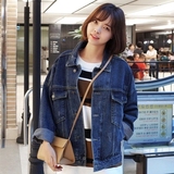 J K 韩国代购2016春季新款女装复古韩版宽松蝙蝠袖大码牛仔外套女