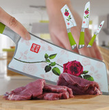 百年蔷薇时尚印花 不锈钢刀具套装三件套 家用刀具 砍骨厨房用品
