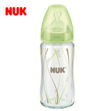 【天猫超市】德国NUK宽口玻璃奶瓶240ml  6-18个月硅胶  颜色随机