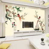 现代简约壁纸中式风格立体墙纸花鸟壁画客厅卧室电视艺术背景墙