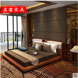 东南亚实木床水曲柳实木榻榻米床卧室中式储物双人床全实木矮床