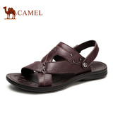 Camel/骆驼男鞋 2016新款凉鞋夏季真皮男士透气沙滩鞋凉鞋
