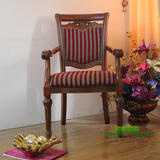 包邮欧式餐椅实木美式条纹休闲扶手椅咖啡麻将椅办公酒店会所椅子