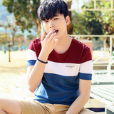 夏季男T恤 韩版男士短袖T恤 圆领修身撞色青春半袖男装上衣打底衫