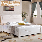 君圣马韩式白色实木床1.8米欧式双人床橡木公主板式婚床