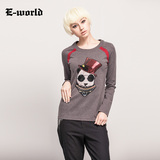 E－World/衣－我的冬装女装T恤衫新 创意圆领熊猫打底衫V5406